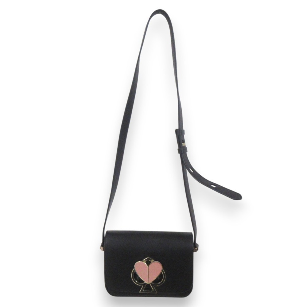 Kate Spade NEW YORK Nicola Heart Motif Leather Shoulder Bag PXRUA245 Black - Picture 2 of 10